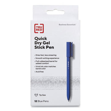 TRU RED™ Quick Dry Gel Pen, Stick, Fine 0.5 Mm, Blue Ink, Blue Barrel, Dozen freeshipping - TVN Wholesale